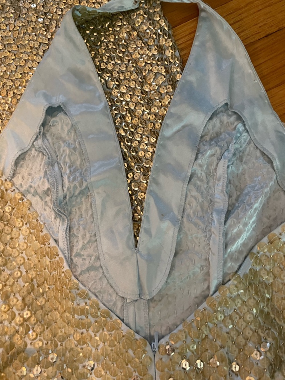 Jovani Sequin Gown, vintage, glamorous XS  Hollywood Halter flaws* - Picture 11 of 17